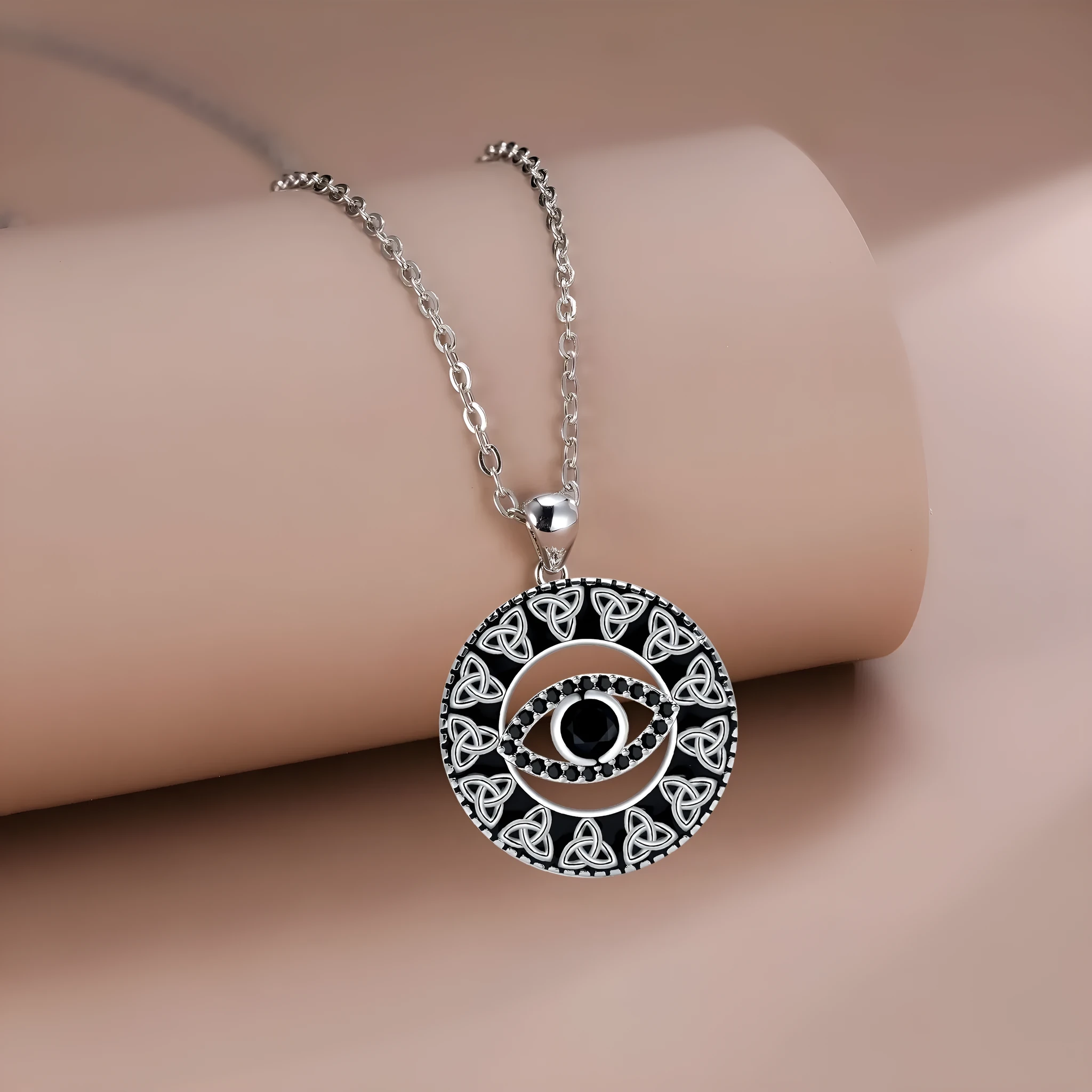 Devil's Eye necklace for women with copper electroplated chain and pendant