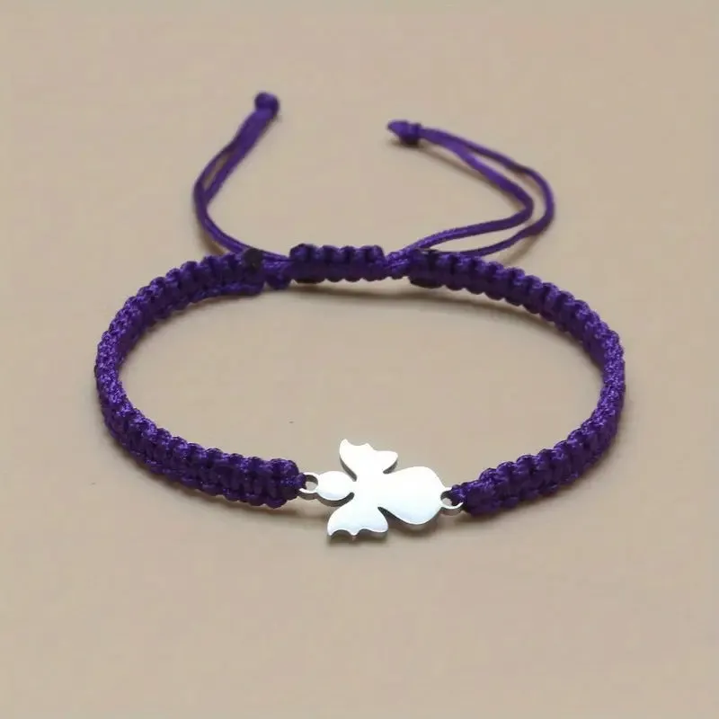 Cute stainless steel hand-woven angel bracelet in red, blue, black, and white unisex couple style
