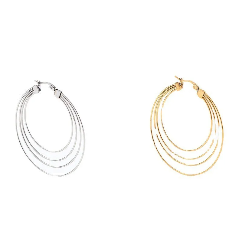 50mm stainless steel geometric hoop earrings with mosquito-repellent incense shape in gold electroplated finish