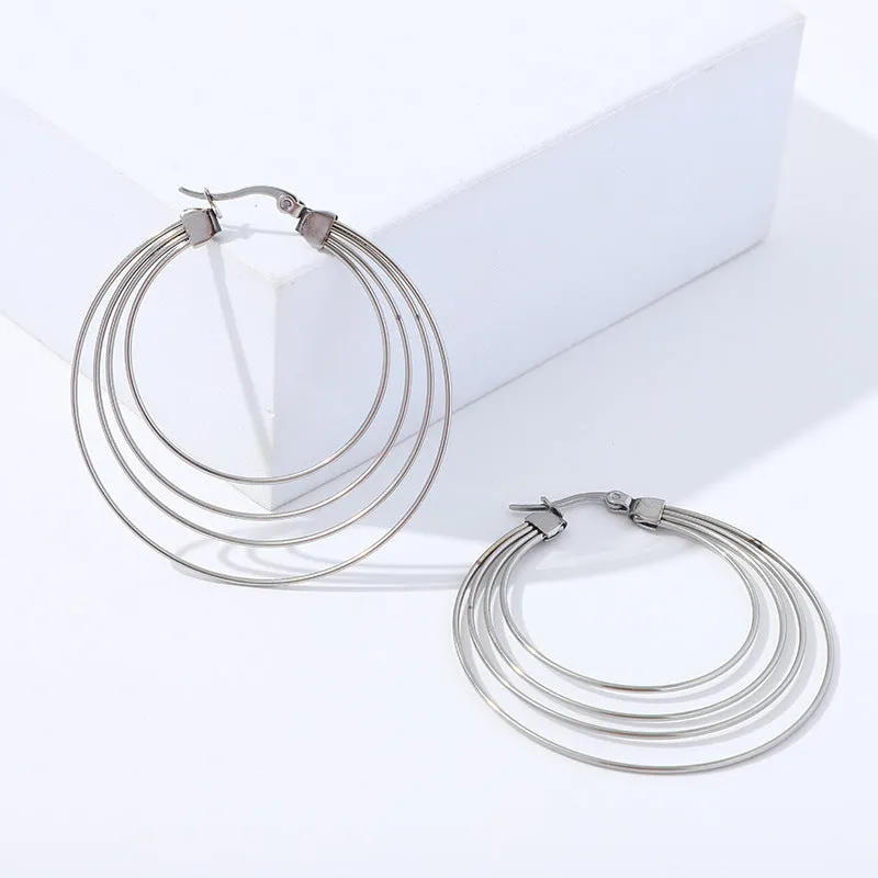 50mm stainless steel geometric hoop earrings with mosquito-repellent incense shape in gold electroplated finish