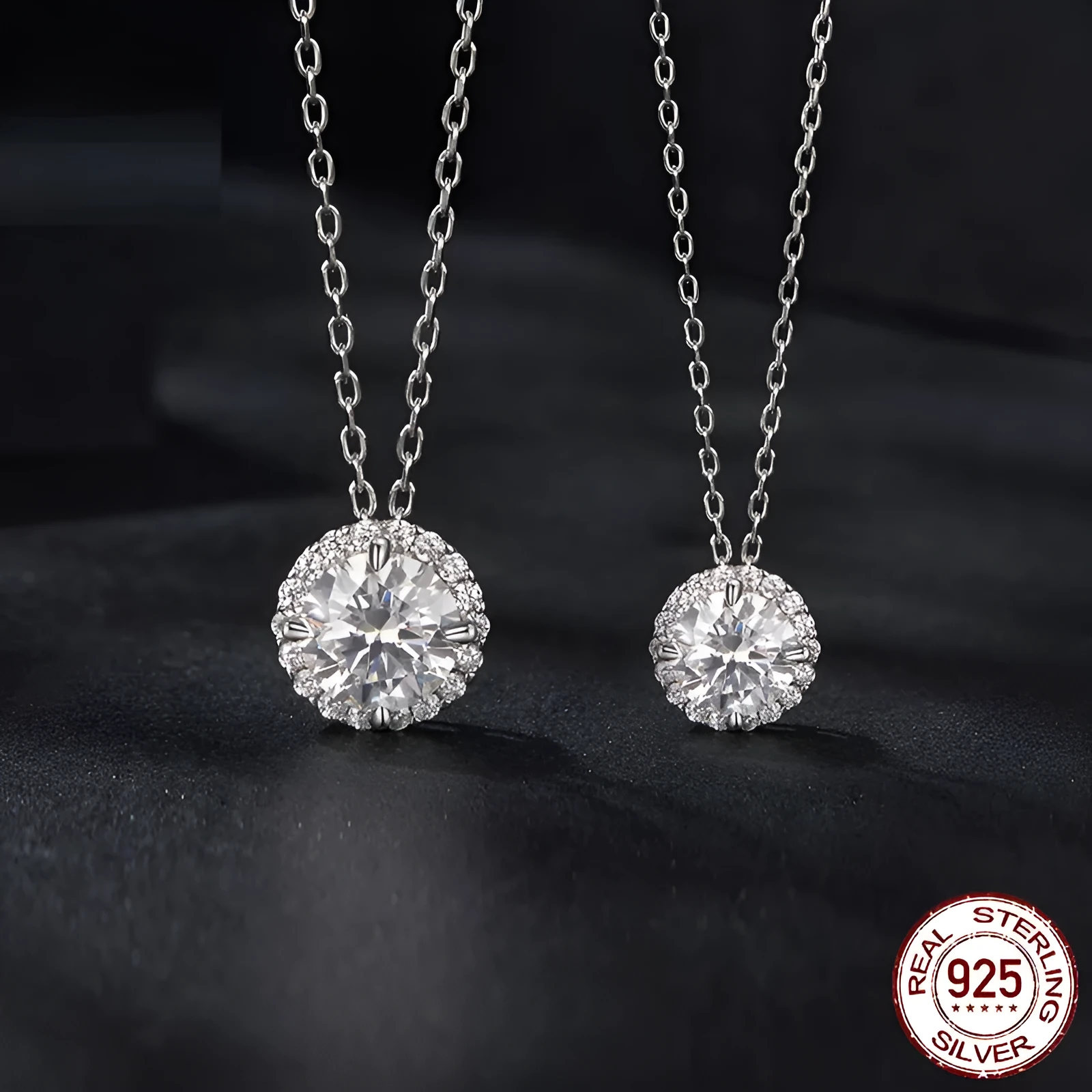 S925 silver clavicle chain necklace with O-ring links, adjustable 21-50cm, electroplated finish, certificate included