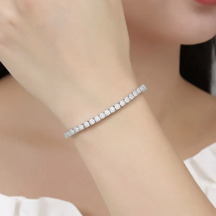 High-grade Light Luxury Rhinestone Bracelet For Women with Special-interest Design Unisex Alloy Geometry Style Travel Commemoration Gift Silver or Gold Claw Chain 17cm 19cm 21cm Sizes Electroplating Finish