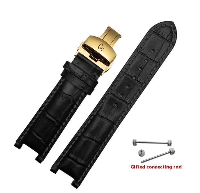 Simple Home black cowhide watch strap with butterfly clasp and silver buckle on a wrist