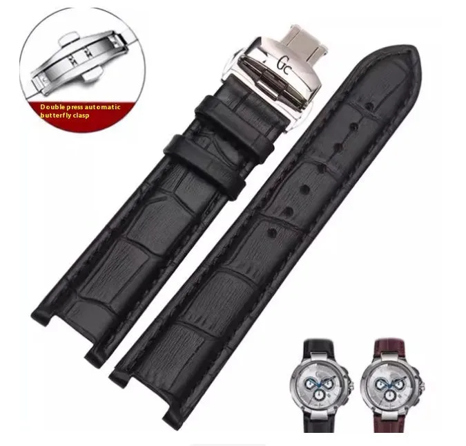 Simple Home black cowhide watch strap with butterfly clasp and silver buckle on a wrist