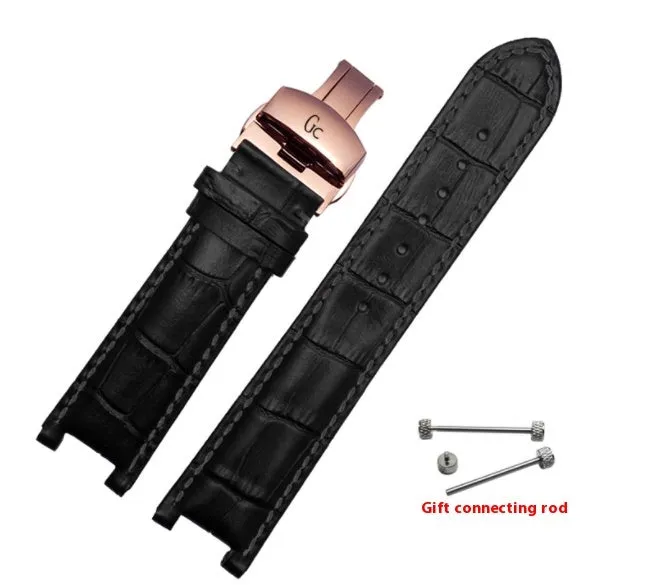 Simple Home black cowhide watch strap with butterfly clasp and silver buckle on a wrist