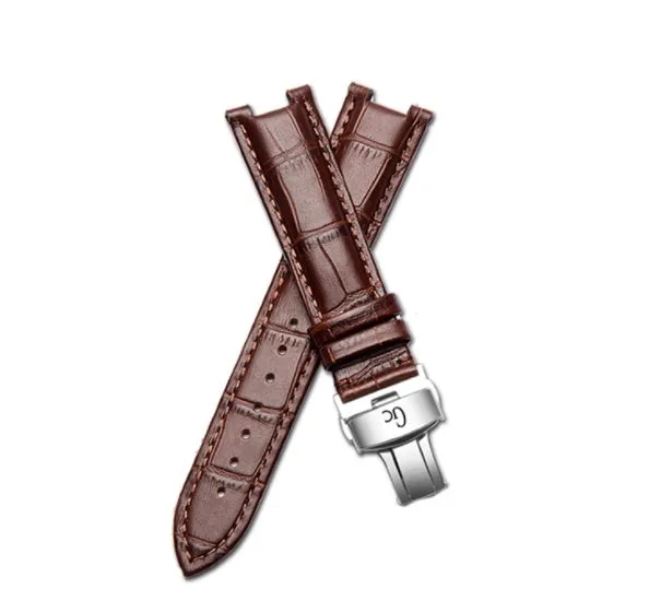 Simple Home black cowhide watch strap with butterfly clasp and silver buckle on a wrist