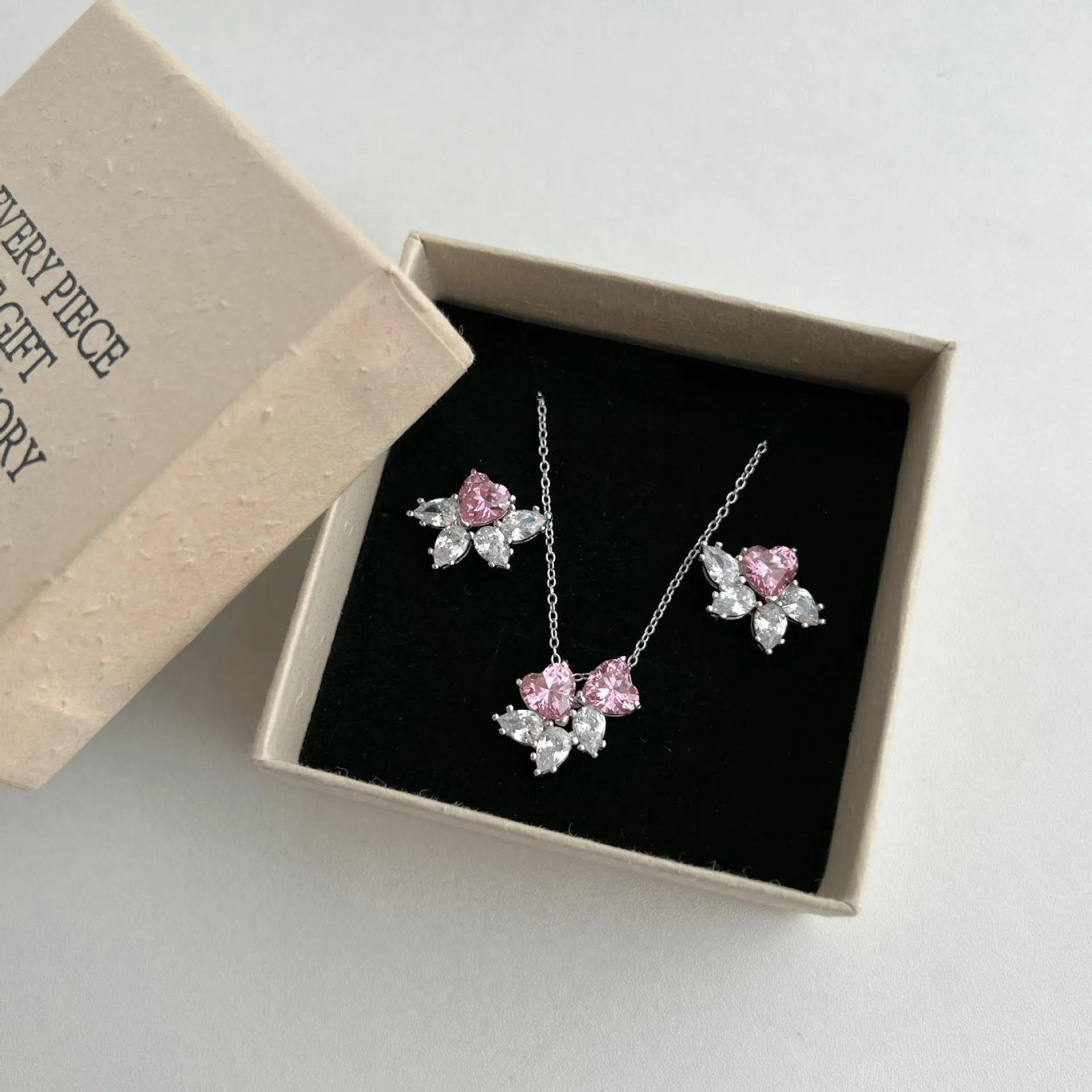 S925 sterling silver stud earrings and necklace set with hexagon and octagon geometric design