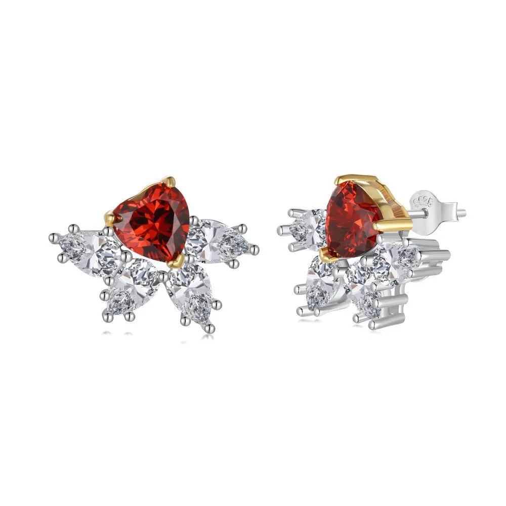 S925 sterling silver stud earrings and necklace set with hexagon and octagon geometric design