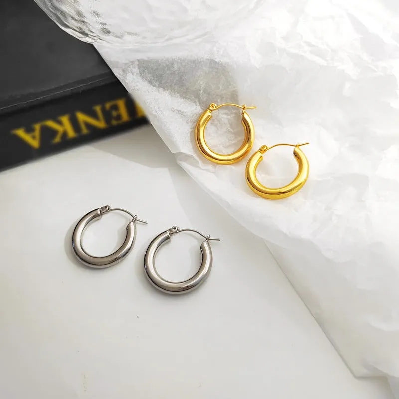 Gold plated vintage European geometric copper earrings for women retro style