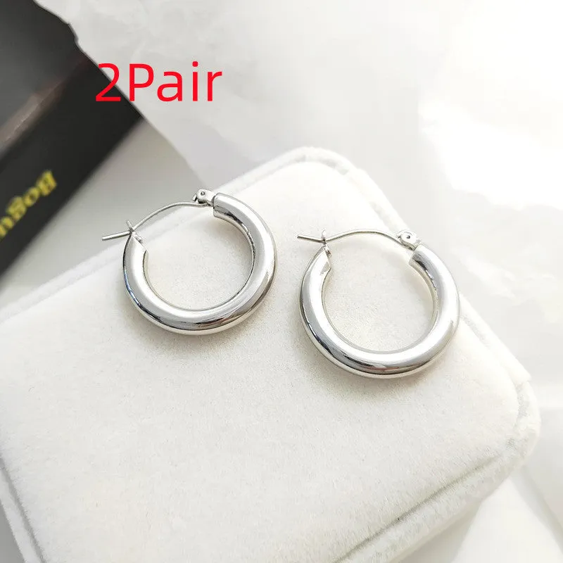 Gold plated vintage European geometric copper earrings for women retro style