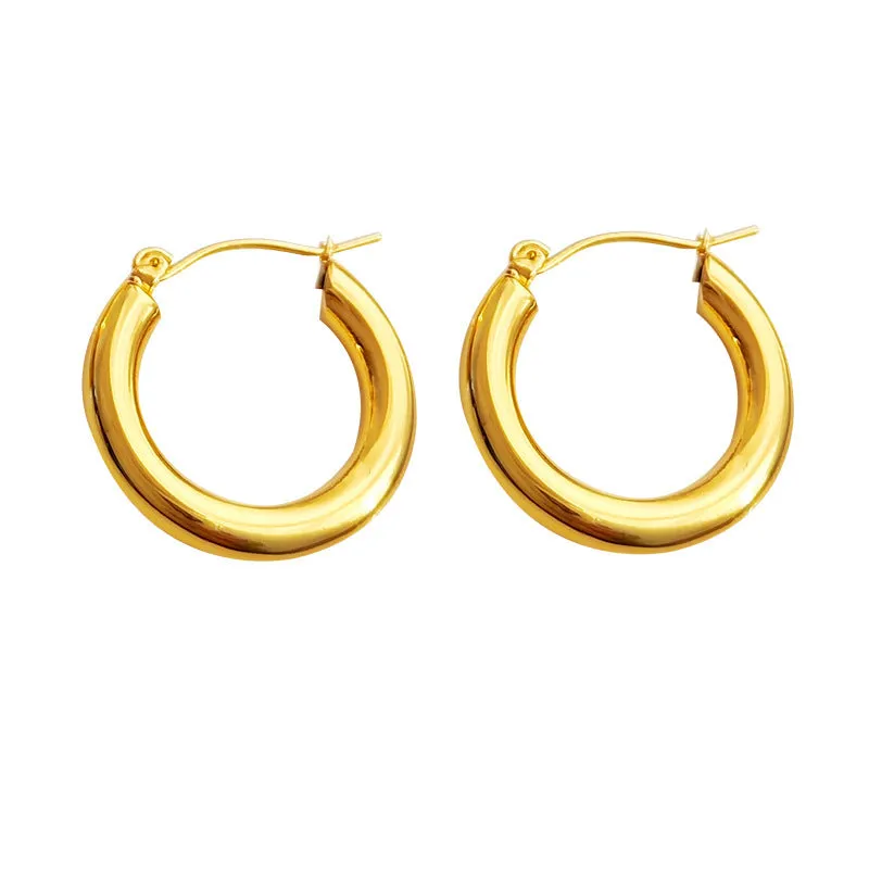 Gold plated vintage European geometric copper earrings for women retro style