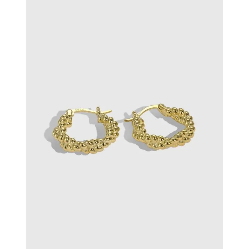 S925 sterling silver geometric stud earrings with electroplated finish, silver tone, front view