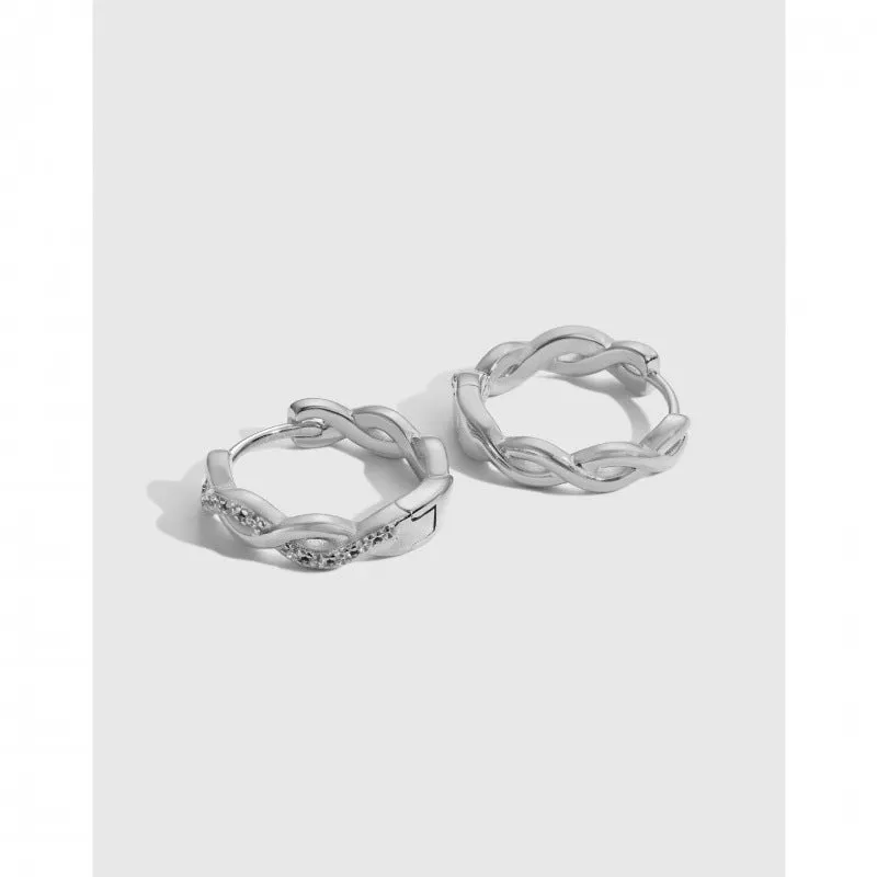 S925 sterling silver diamond earrings with hexagon and octagon design in white gold colour