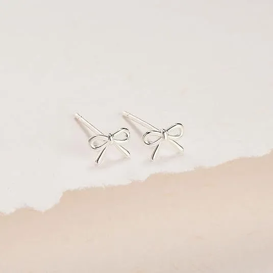 Women's gold bow and cross stud earrings geometric design electroplated finishes