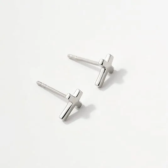 Women's gold bow and cross stud earrings geometric design electroplated finishes