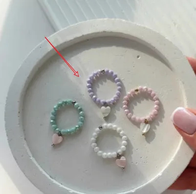Korean style heart shell index finger ring in white with simple band