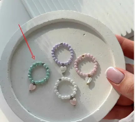 Korean style heart shell index finger ring in white with simple band