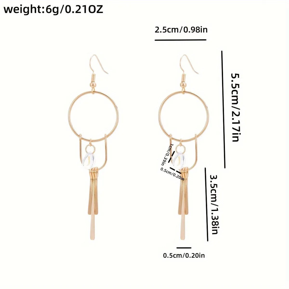 Gold alloy water drop gem pendant tassel earrings bohemian ethnic style drop shape