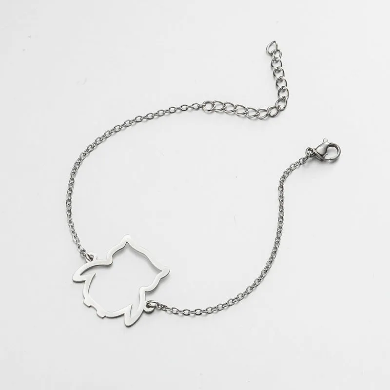Cut small animal hollow owl pendant simple bracelet for women stainless steel gold colour