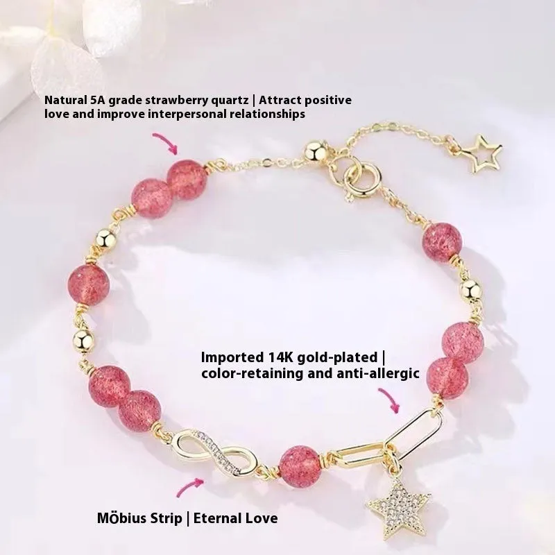 A women's adjustable Mobius crystal bracelet with a constellation design, showing the gray moonstone colour option.