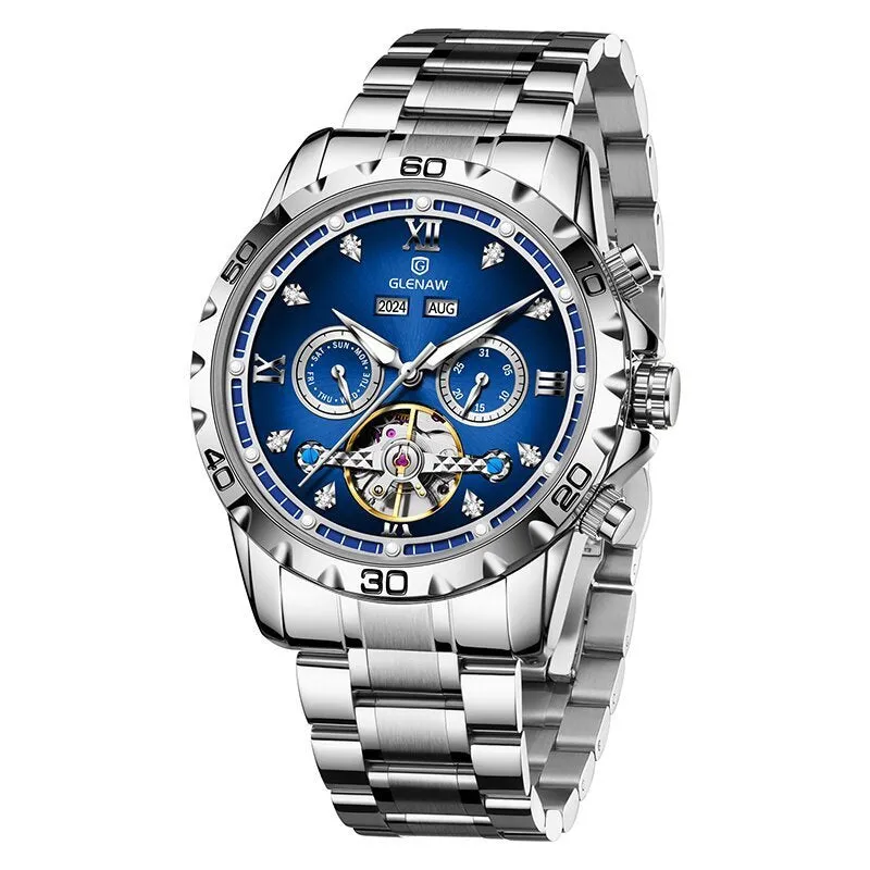 Men's automatic mechanical watch with a stainless steel strap and metal case in a selection of colour dials.