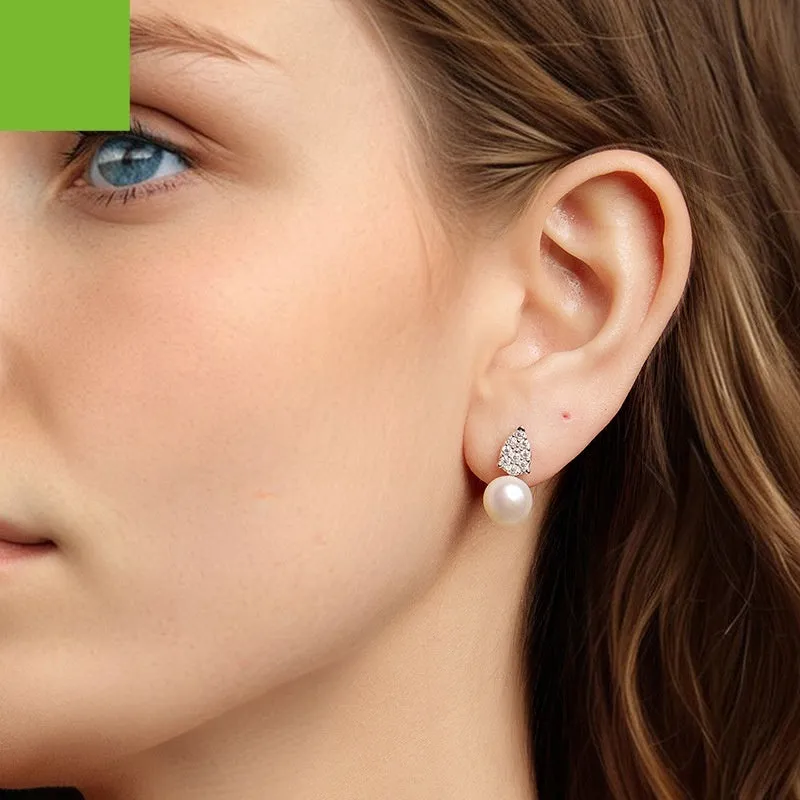 S925 sterling silver freshwater pearl stud earrings in MSE101 colour with certificate