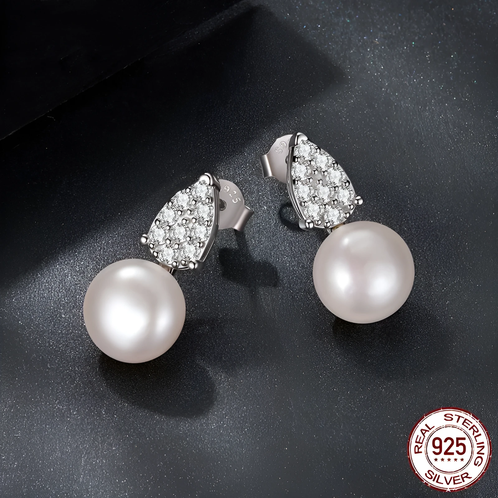 S925 sterling silver freshwater pearl stud earrings in MSE101 colour with certificate