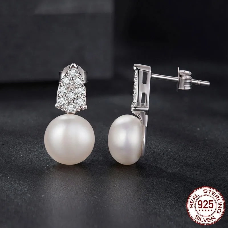 S925 sterling silver freshwater pearl stud earrings in MSE101 colour with certificate
