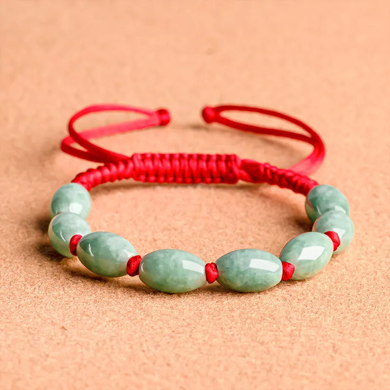 National style jade bracelet in dark green men's or red women's design with certificate