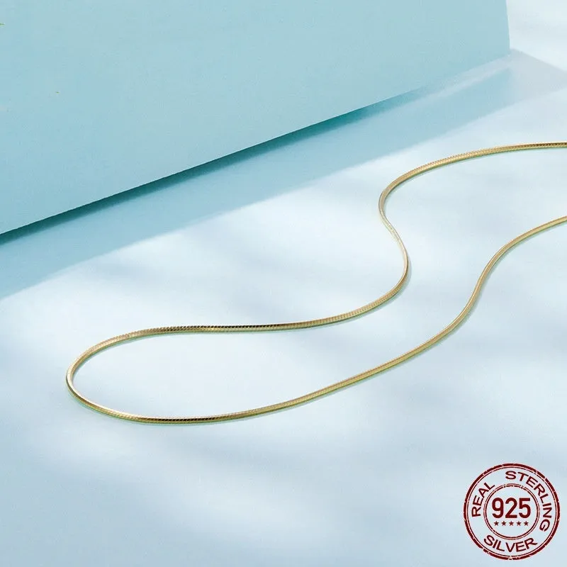 S925 sterling silver electroplated pendant necklace snake bones chain silver colour 45cm length