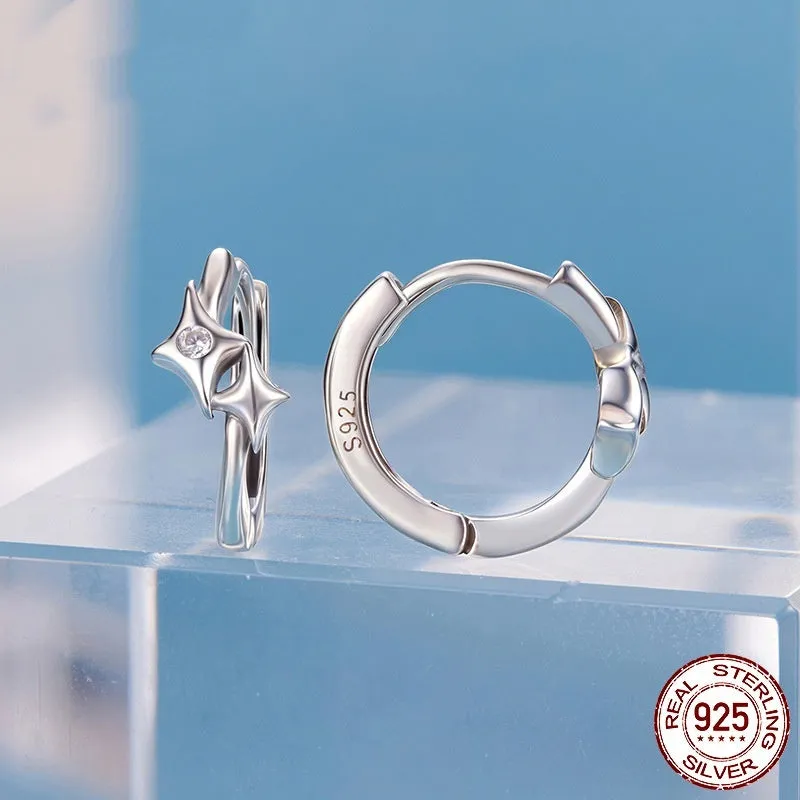 Fashion Star S925 sterling silver earrings with inlaid zircon, colour BSE1210, on display