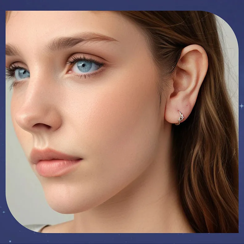 Fashion Star S925 sterling silver earrings with inlaid zircon, colour BSE1210, on display