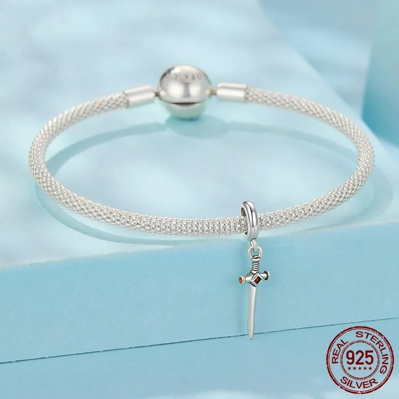 S925 sterling silver bead with inlay treatment, height 2.5cm, width 0.6cm, aperture 0.45cm