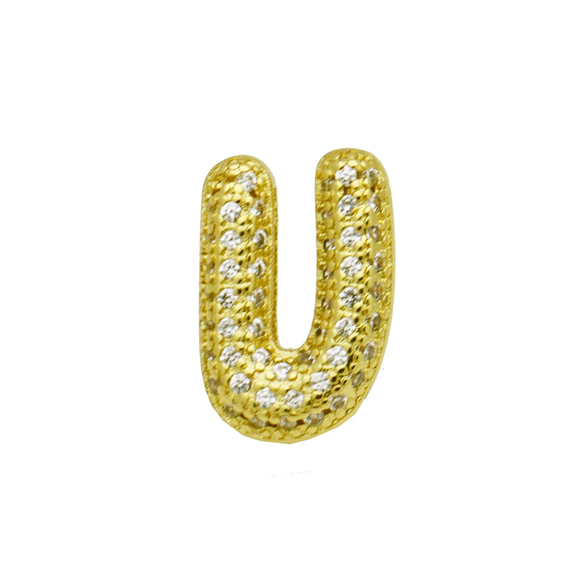 Copper letter bracelet with a single 'A' charm featuring micro inlaid zirconium detail on a gold-finished chain.