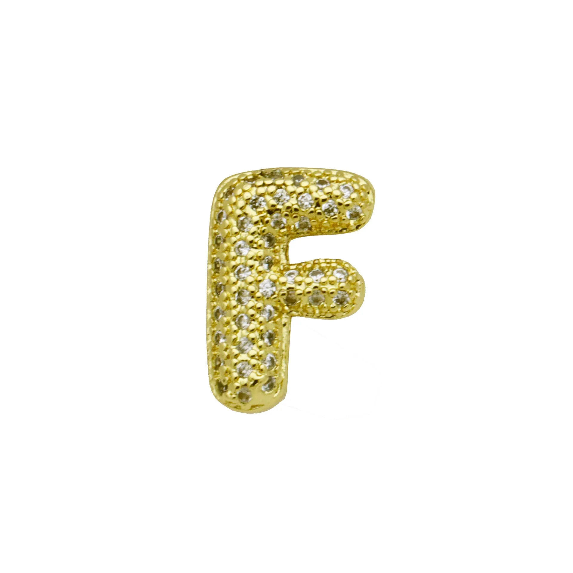 Copper letter bracelet with a single 'A' charm featuring micro inlaid zirconium detail on a gold-finished chain.