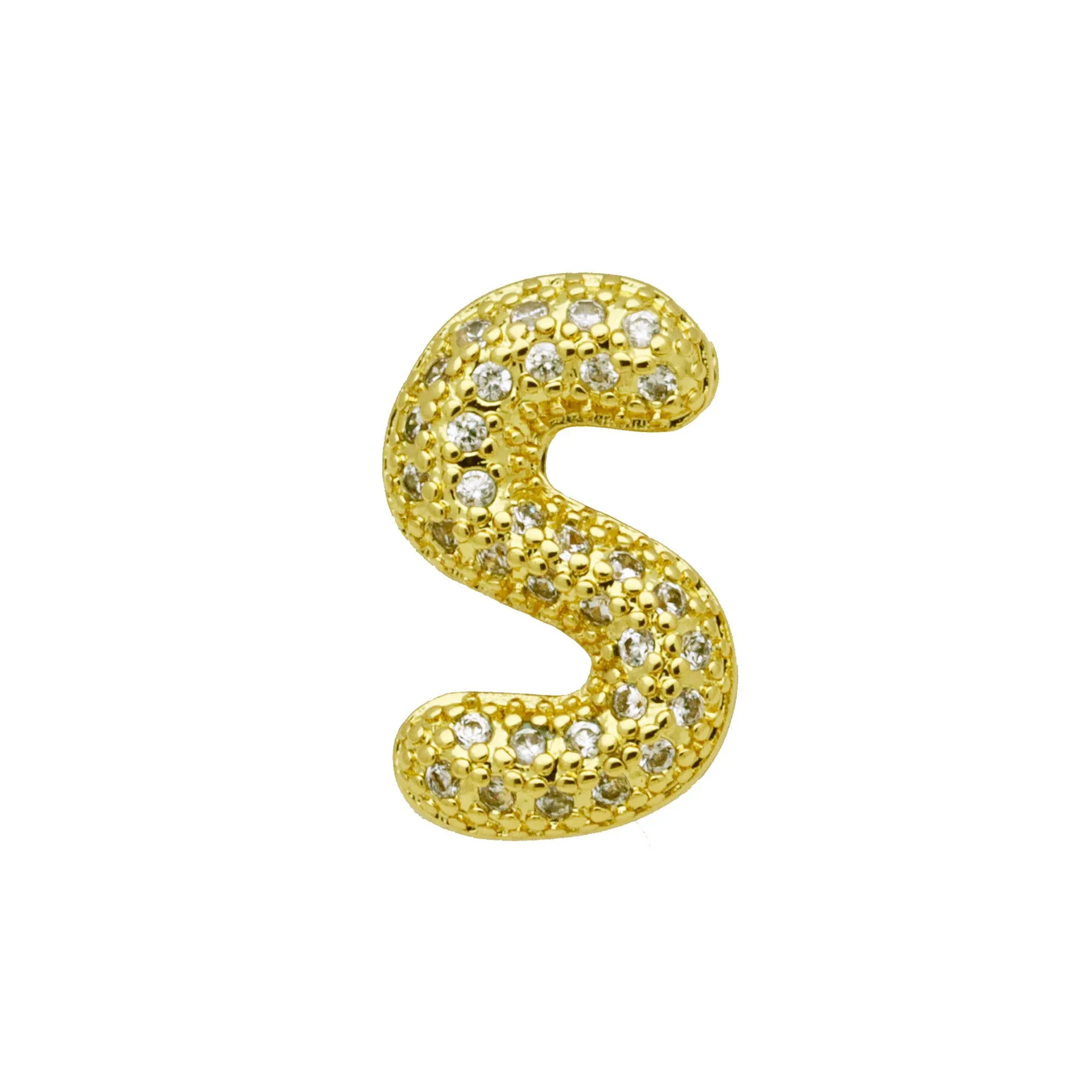 Copper letter bracelet with a single 'A' charm featuring micro inlaid zirconium detail on a gold-finished chain.