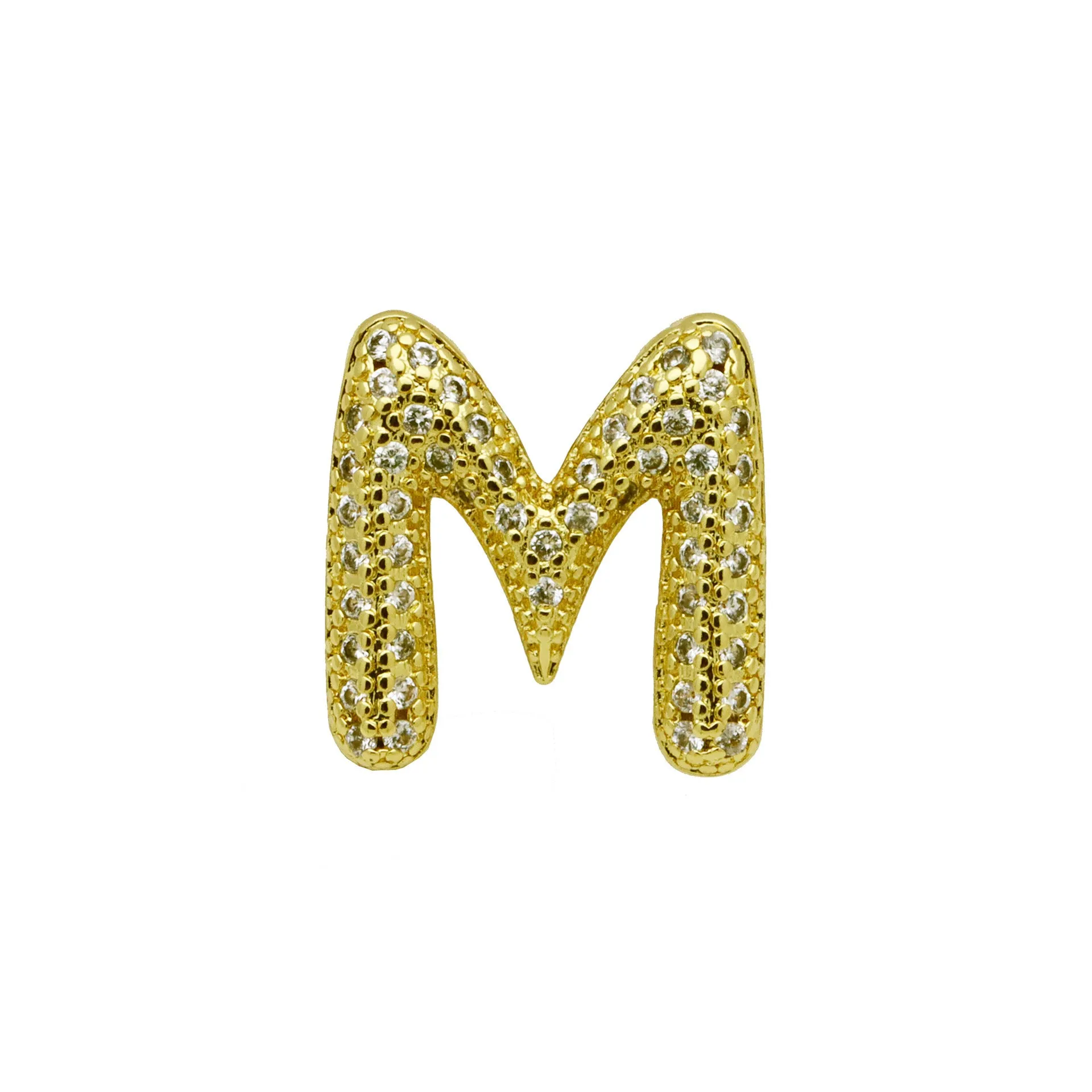 Copper letter bracelet with a single 'A' charm featuring micro inlaid zirconium detail on a gold-finished chain.