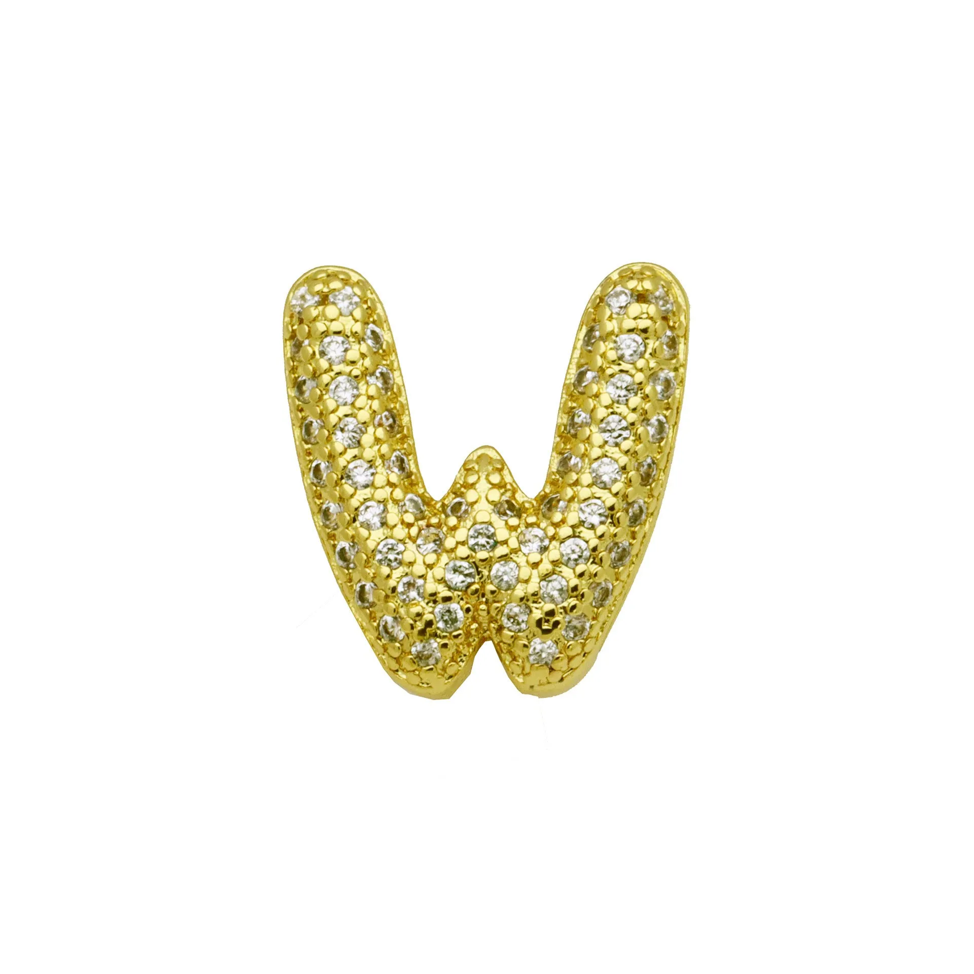 Copper letter bracelet with a single 'A' charm featuring micro inlaid zirconium detail on a gold-finished chain.