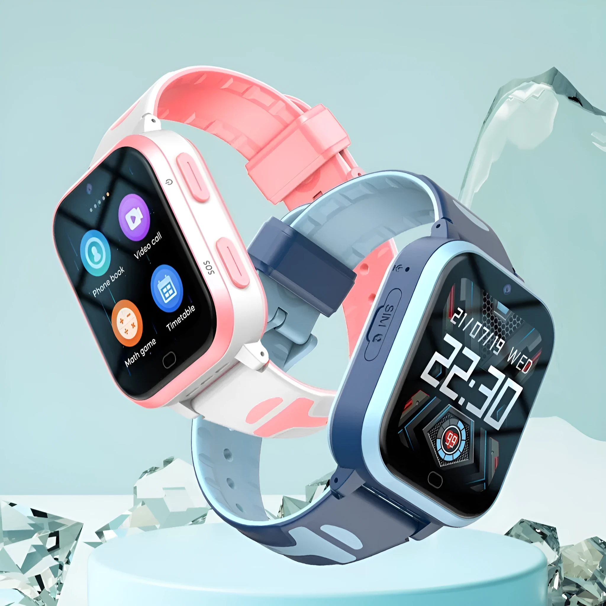 Children's smart phone watch with 1.83-inch touchscreen showing video call interface