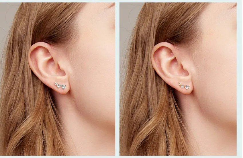 925 silver cold wind three-claw zircon stud earrings round geometry women