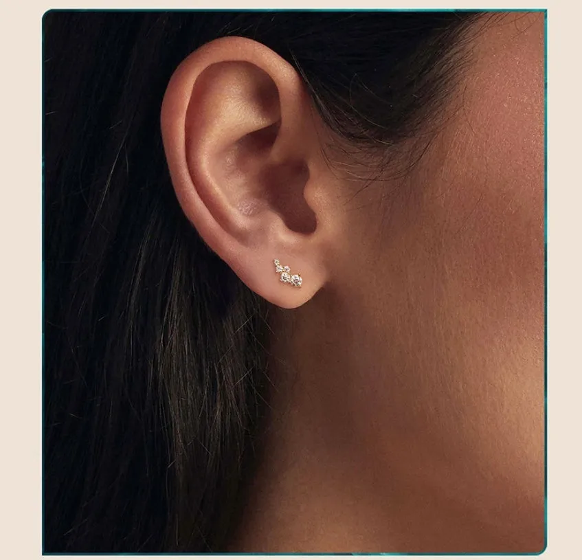 Geometric moissanite earrings for women, 925 silver bubble design, gold or silver finish
