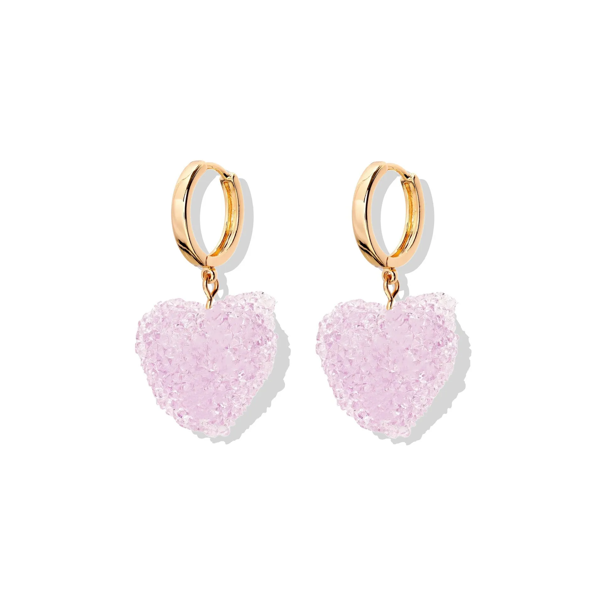 Colored loving heart resin necklace and earrings set with heart-shaped pendant and matching earrings in candy colours