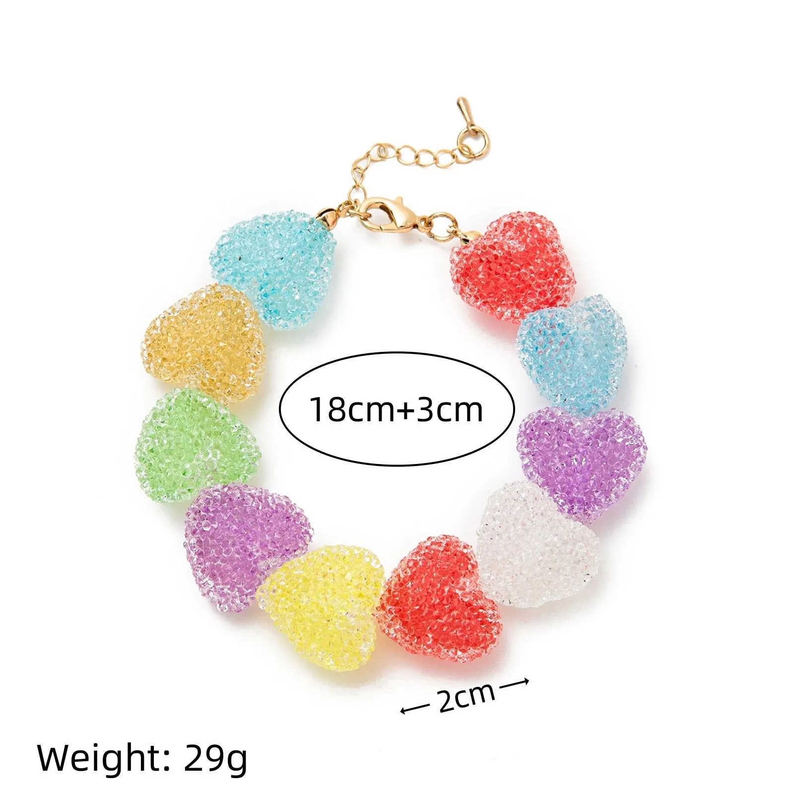 Colored loving heart resin necklace and earrings set with heart-shaped pendant and matching earrings in candy colours