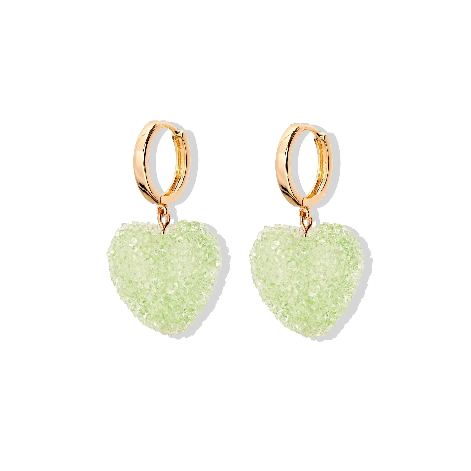 Colored loving heart resin necklace and earrings set with heart-shaped pendant and matching earrings in candy colours