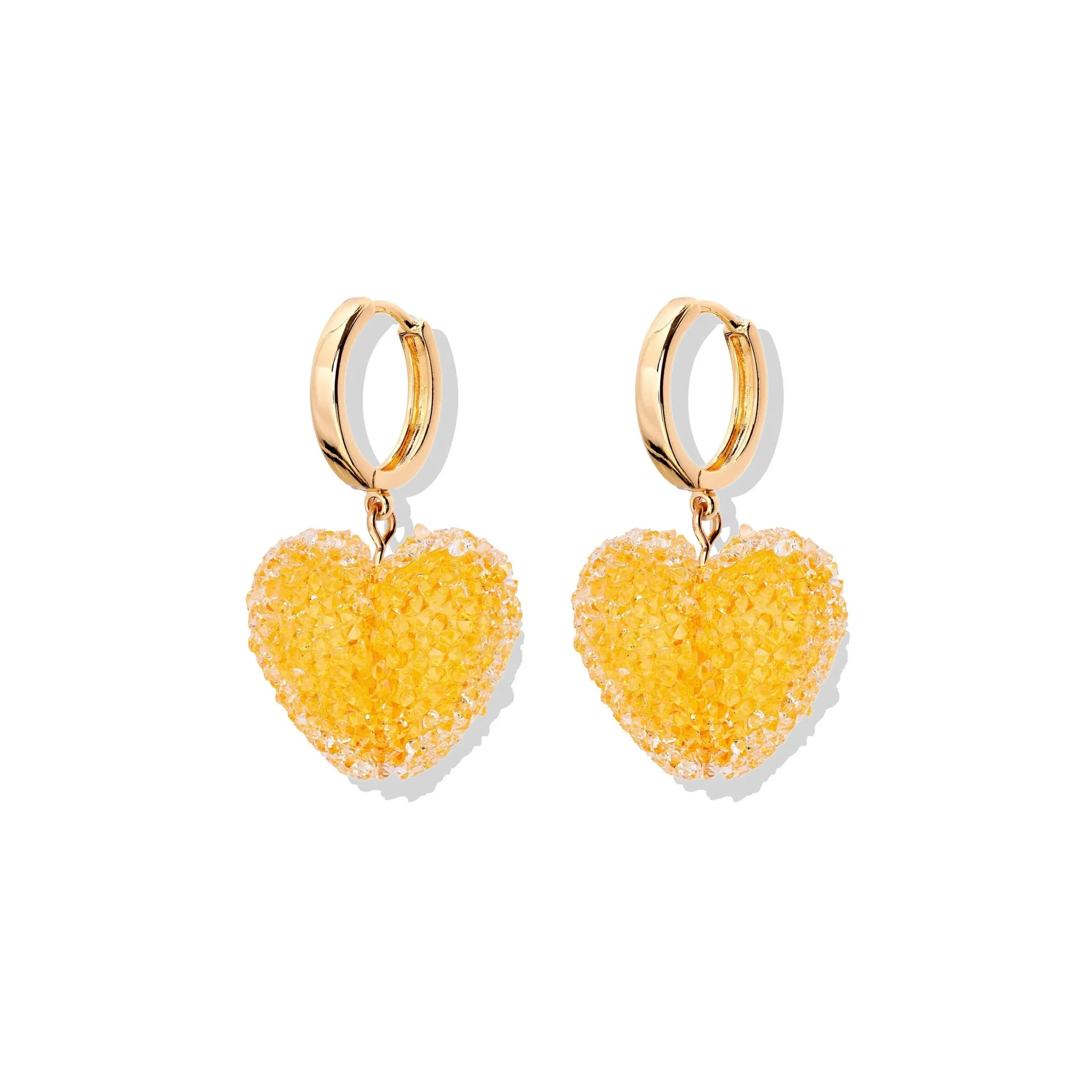 Colored loving heart resin necklace and earrings set with heart-shaped pendant and matching earrings in candy colours