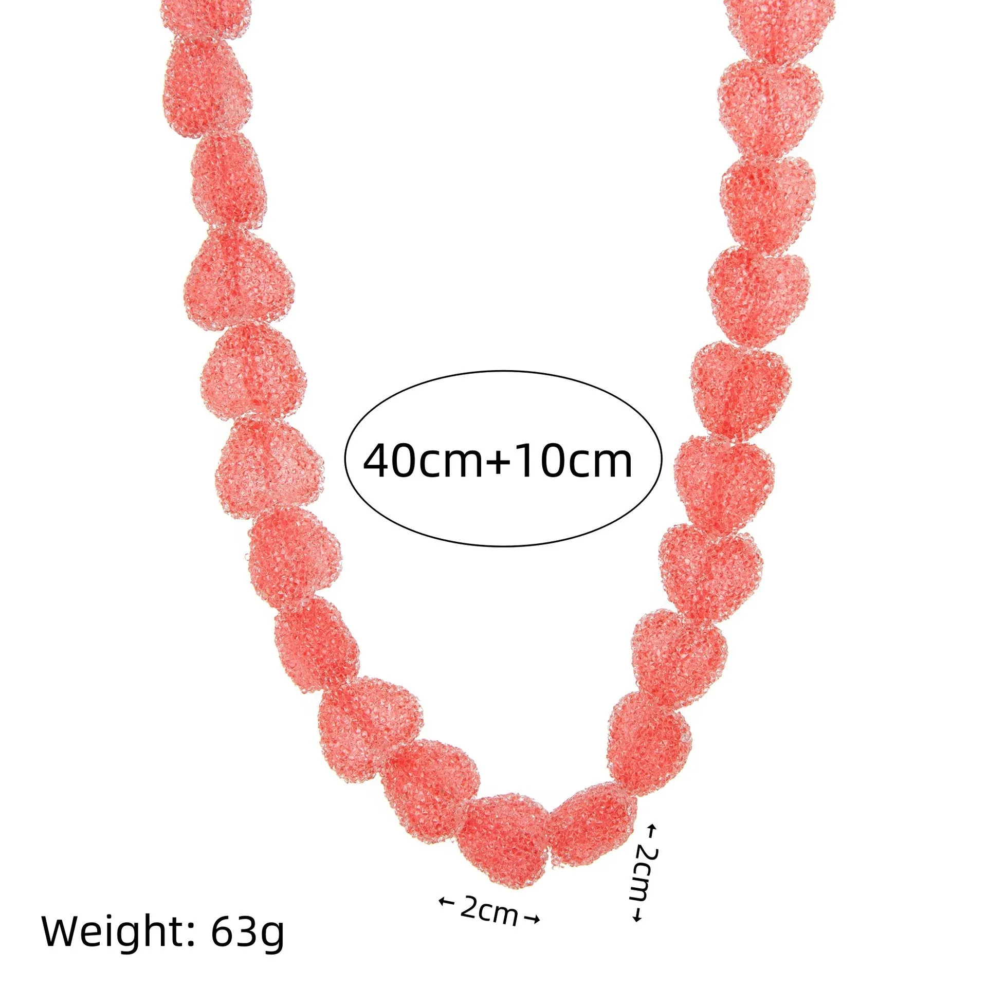 Colored loving heart resin necklace and earrings set with heart-shaped pendant and matching earrings in candy colours