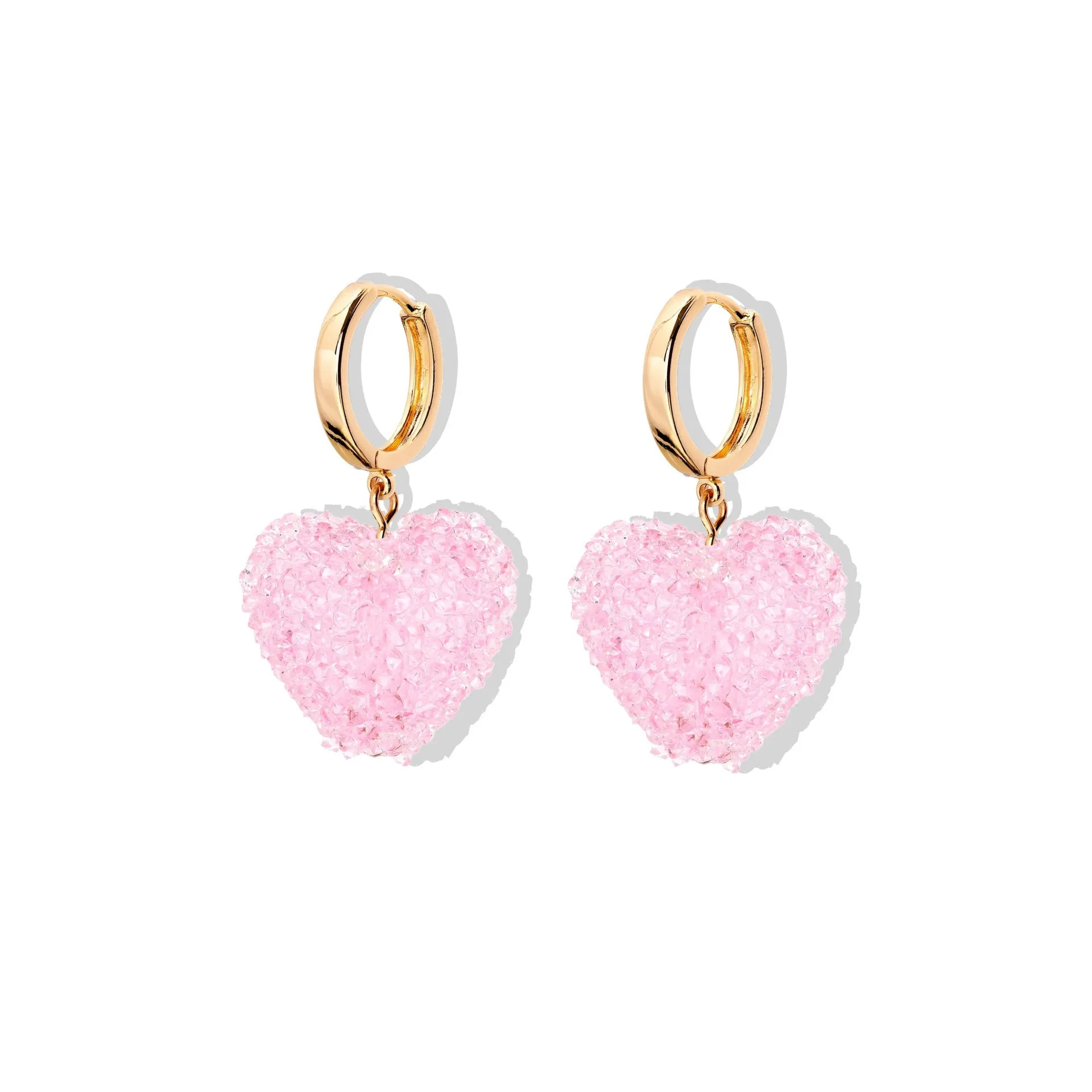 Colored loving heart resin necklace and earrings set with heart-shaped pendant and matching earrings in candy colours