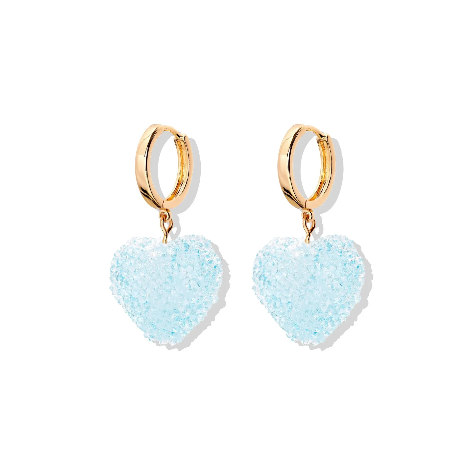 Colored loving heart resin necklace and earrings set with heart-shaped pendant and matching earrings in candy colours