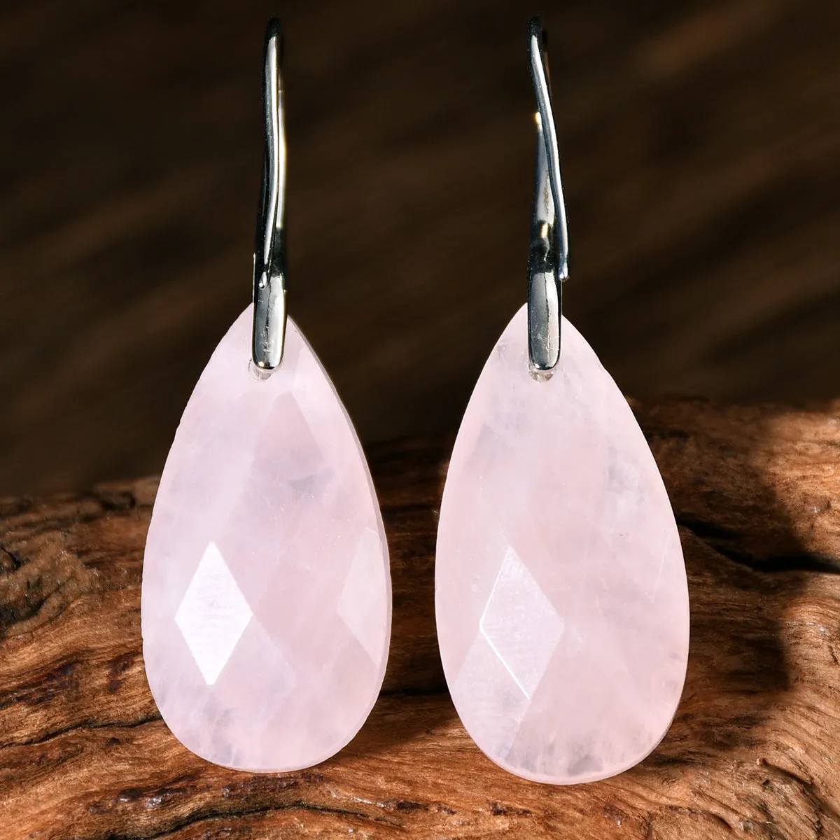 Drop shape earrings for women, pink crystal and green Dongling copper, electroplated finish, Amazonite and pink crystal colour options