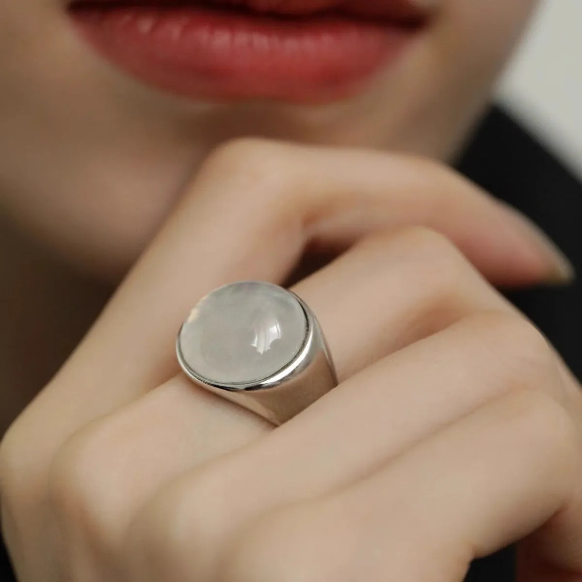 Lychee jelly round ring copper electroplated geometric open mouth adjustable women J2533 colour